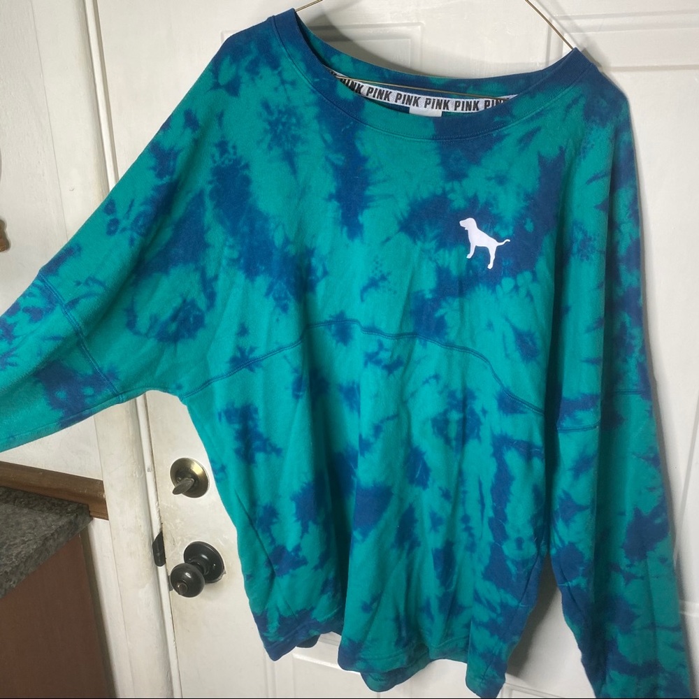 Pink brand teal pullover